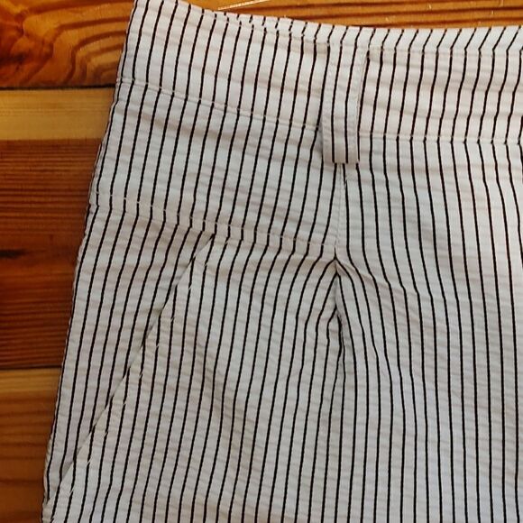 W by Worth High Rise Striped Shorts Brown/White Pleated with Pockets Size 10 - Picture 3 of 10